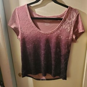 American Eagle Velour Pink/Purple Ombre Scoop Neck